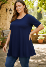 SHIRT A-LINE KORTE MOUW DARK NAVY