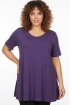 ZAZOU A-LIJN SHIRT KORTE MOUW PURPLE