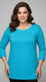 SHIRT AMY 3/4 MOUW AQUA