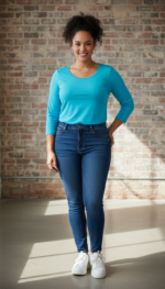 SHIRT AMY 3/4 MOUW AQUA - Afbeelding 2