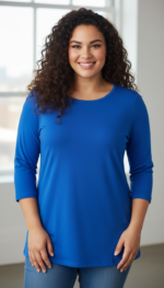 SHIRT AMY 3/4 MOUW KOBALT