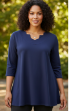 SHIRT A-LINE 3/4 MOUW TRAPHALS D.NAVY