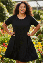 TUNIEK JILL A-LIJN LANG MET KORTE MOUW ZWART - Afbeelding 2