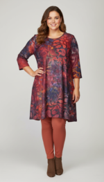 JURK/TUNIEK JOLA  3/4 MOUW  BRUIN ROOD BLAD - Afbeelding 2