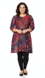 JURK/TUNIEK JOLA  3/4 MOUW  BRUIN ROOD BLAD - Afbeelding 3