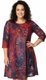 JURK/TUNIEK JOLA  3/4 MOUW  BRUIN ROOD BLAD