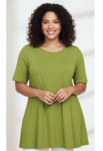 ZAZOU A-LIJN SHIRT KORTE MOUW OLIVE GREEN