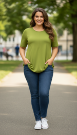 ZAZOU A-LIJN SHIRT KORTE MOUW OLIVE GREEN - Afbeelding 2