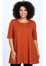 ZAZOU A-LIJN SHIRT KORTE MOUW ORANGE