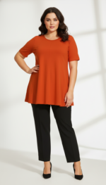 ZAZOU A-LIJN SHIRT KORTE MOUW ORANGE - Afbeelding 2