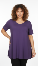 ZAZOU A-LIJN SHIRT KORTE MOUW PURPLE