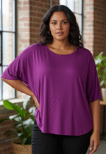 Shirt Mery lang met korte mouw d.fuchsia