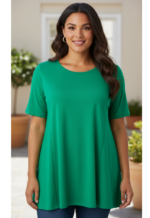 ZAZOU A-LIJN SHIRT KORTE MOUW GRASS