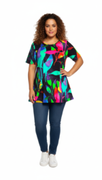 ZAZOU A-LIJN SHIRT KORTE MOUW BLAD - Afbeelding 3