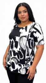 A-LIJN SHIRT KORTE MOUW ZWART-WIT - Afbeelding 3