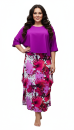 ROK FUCHSIA WIT MET PLOOIEN - Afbeelding 2
