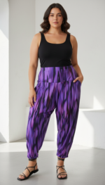 BROEK LIA - PURPLE LILA BIOLOGISCHE KATOEN - Afbeelding 4