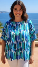Shirt Mery lang met korte mouw blue biologische katoen