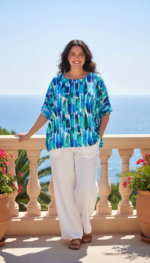 Shirt Mery lang met korte mouw blue biologische katoen - Afbeelding 2