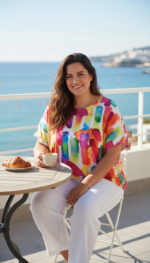 Shirt Mery lang met korte mouw brush biologische katoen - Afbeelding 2