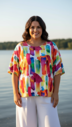 Shirt Mery lang met korte mouw brush biologische katoen