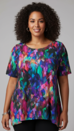 A-LIJN SHIRT KORTE MOUW multicolour