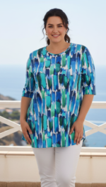 A-LIJN SHIRT KORTE MOUW NOVA blue biologische katoen