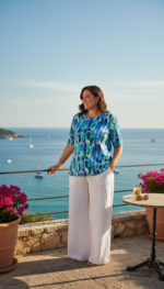 A-LIJN SHIRT KORTE MOUW NOVA blue biologische katoen - Afbeelding 3