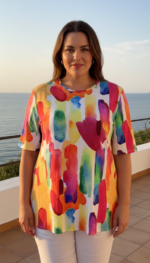 A-LIJN SHIRT KORTE MOUW NOVA brushstrokes biologische katoen